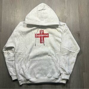 Supreme Light Gray Hoodie with Red Logo